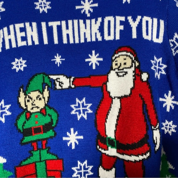 Happy Holiday Urban Heritage Ugly Christmas Sweater Santa Elf Holiday Funny M - Picture 5 of 9